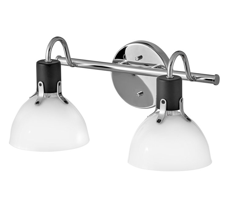 Argo Chrome and Black 2-Light Dimmable Vanity Light with Cased Opal Shade
