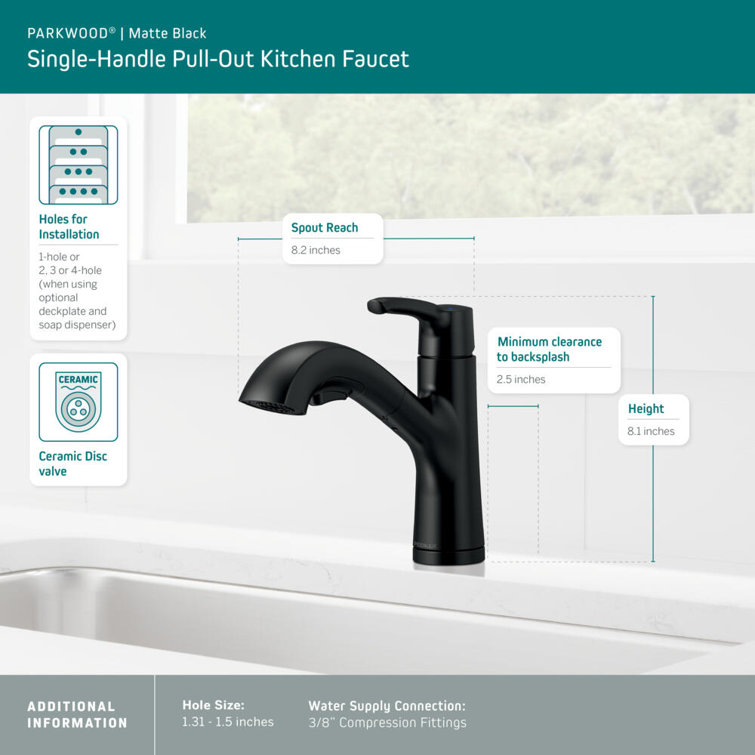 Parkwood Matte Black Pull-Out Kitchen Faucet with Sprayer