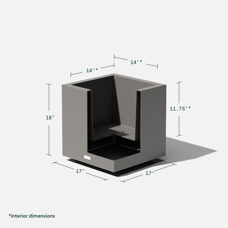 Modern Cube Planter for Outdoor and Indoor Spaces - Gray