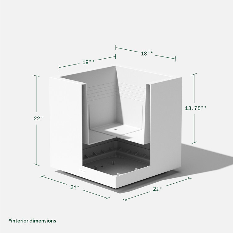 Modern Cube 22" White Polypropylene Planter with Drainage Holes