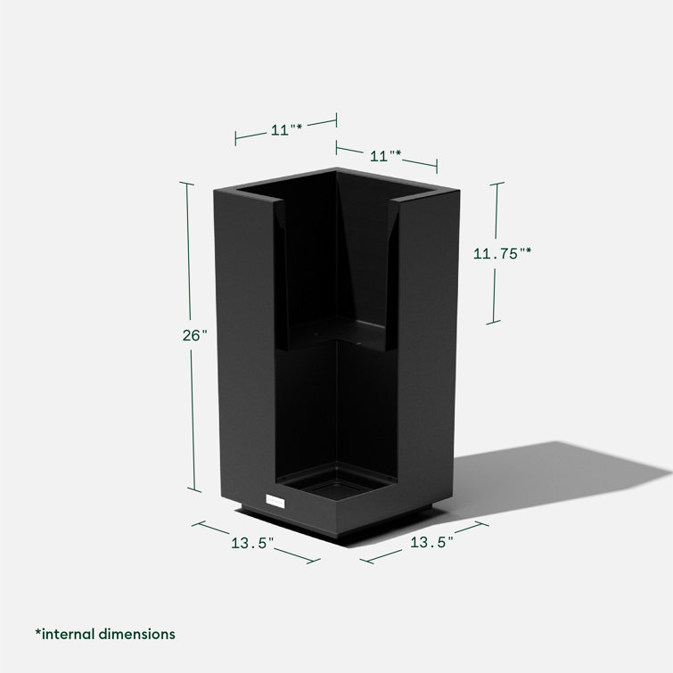 Black Recycled Plastic 26" Outdoor Pedestal Planter