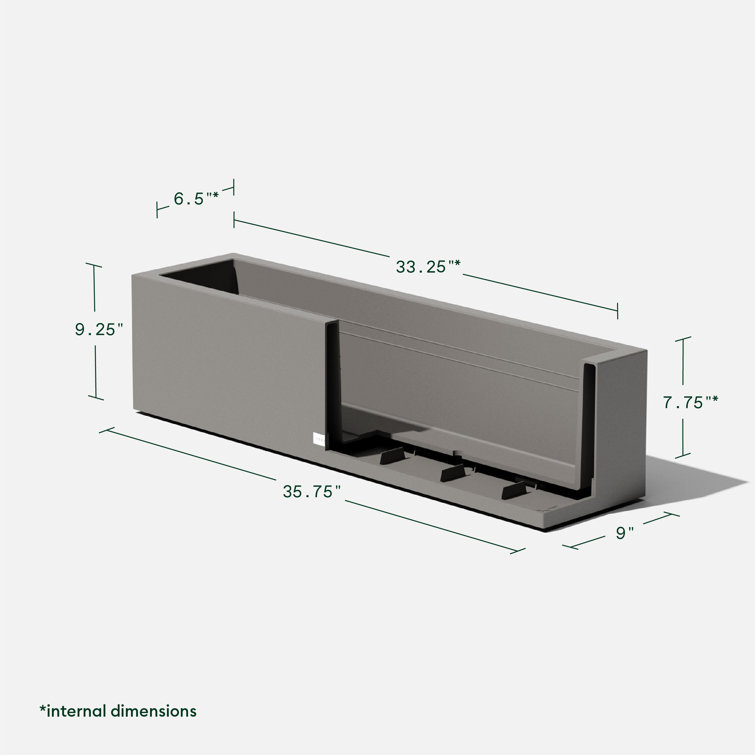 Gray Rectangular Plastic Window Box Planter with Drainage Holes