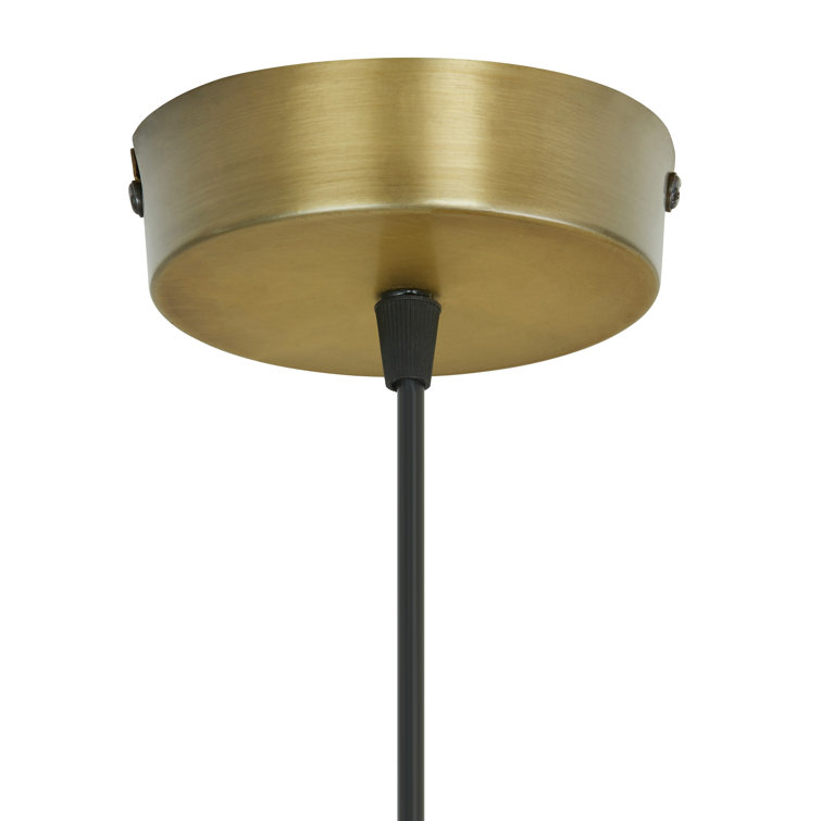 Yellow Textured Glass and Gold Metal Pendant Light, Adjustable Height