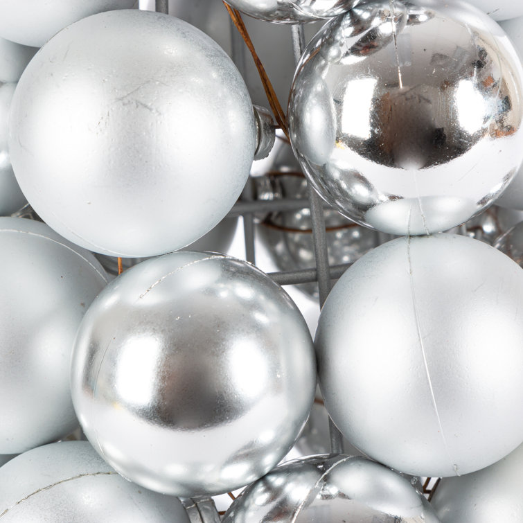 18-Inch Silver Shatterproof Plastic Ornament Cone Tree