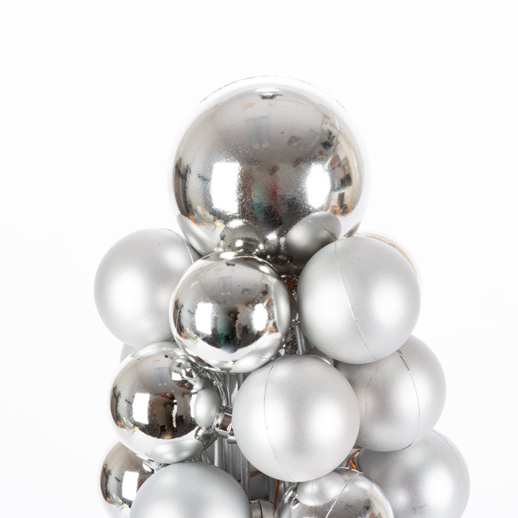 18-Inch Silver Shatterproof Plastic Ornament Cone Tree