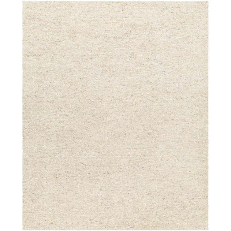 Cream Hand-Knotted Wool Rectangular 5' x 7' Rug