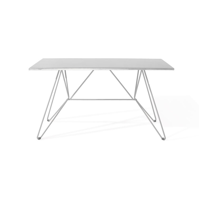 Matte White Metal Rectangular Outdoor Dining Table for 8