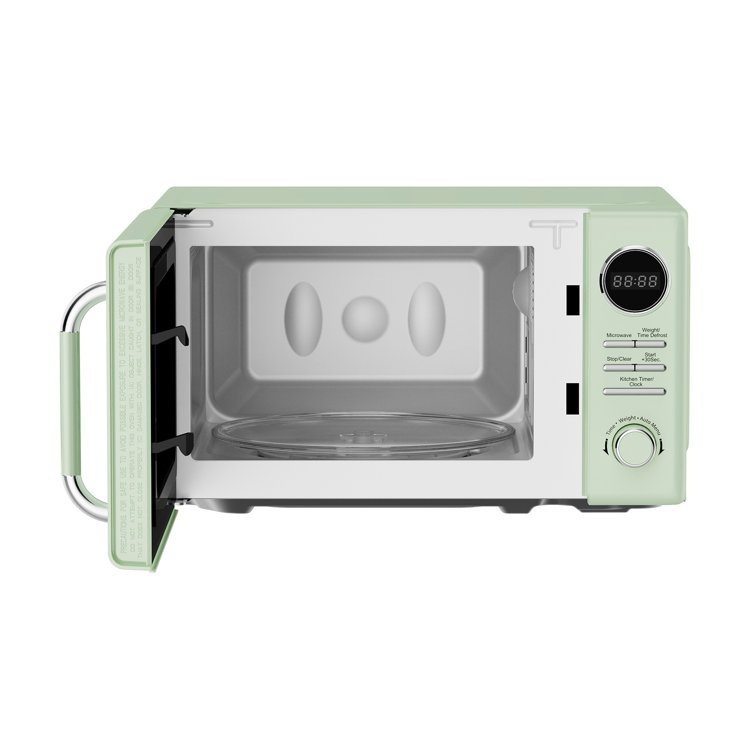 Mint Green Retro Small Countertop Microwave with Touch Controls