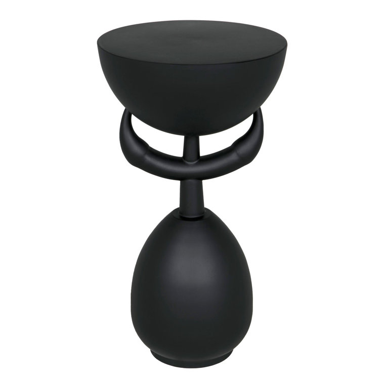 Matte Black Round Metal Industrial Side Table