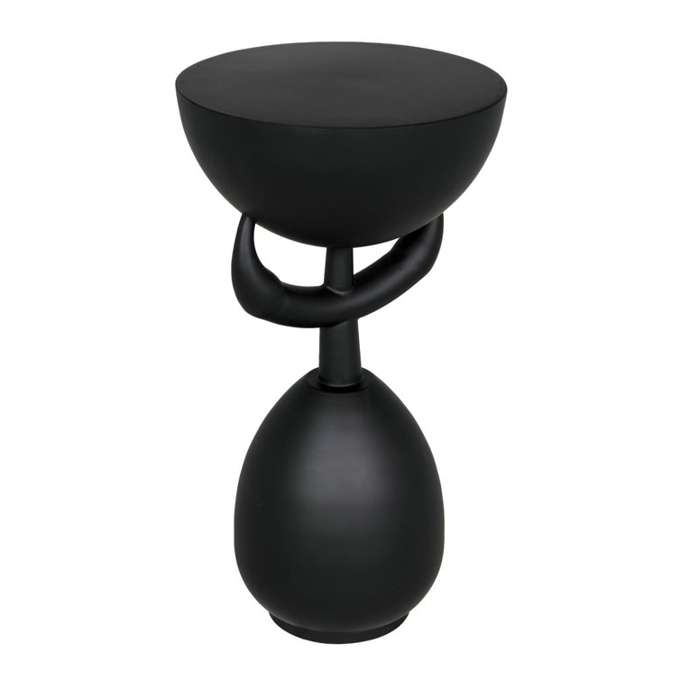 Matte Black Round Metal Industrial Side Table