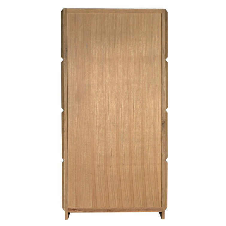 Natural Oak Lighted China Cabinet with Glass Panels