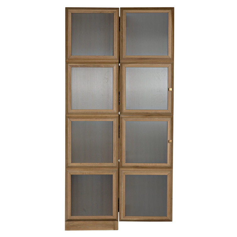 Natural Oak Lighted China Cabinet with Glass Panels