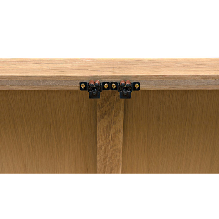 Natural Oak Lighted China Cabinet with Glass Panels