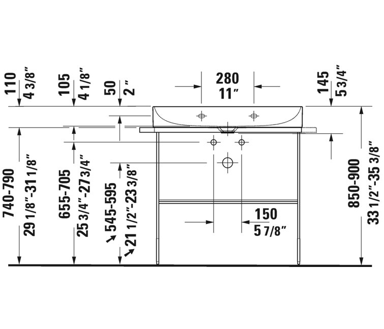 DuraSquare White Ceramic Rectangular Wall Mount Sink