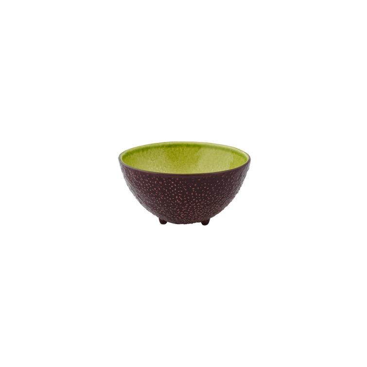 Set of 4 Green and Brown Ceramic Avocado Dessert Bowls