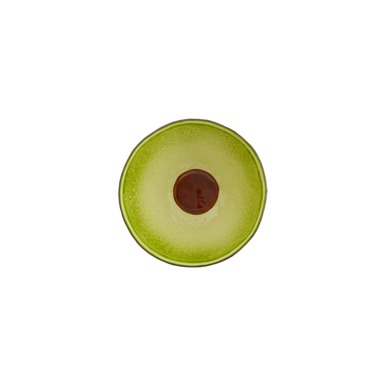 Set of 4 Green and Brown Ceramic Avocado Dessert Bowls