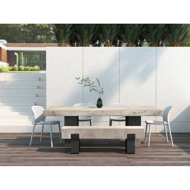 White Polypropylene Armless Outdoor Stacking Dining Side Chair Set