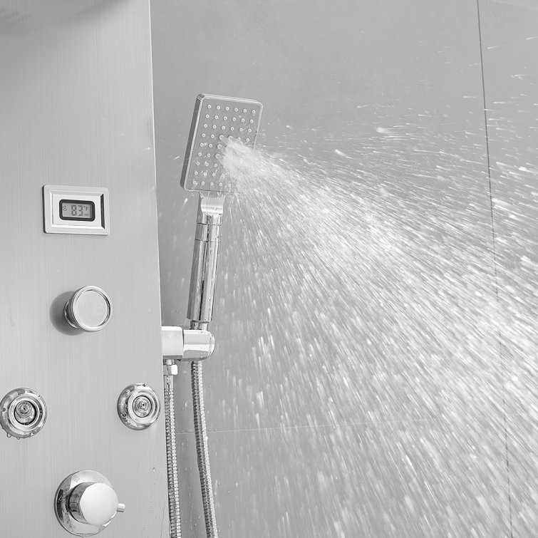 Nickel Chrome 8-Jet Rainfall Shower Panel System with Handheld Wand
