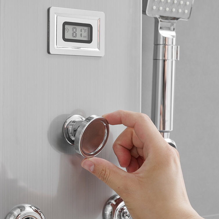 Nickel Chrome 8-Jet Rainfall Shower Panel System with Handheld Wand
