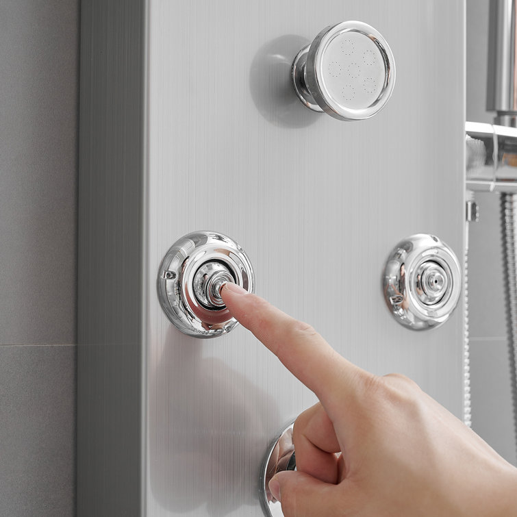 Nickel Chrome 8-Jet Rainfall Shower Panel System with Handheld Wand