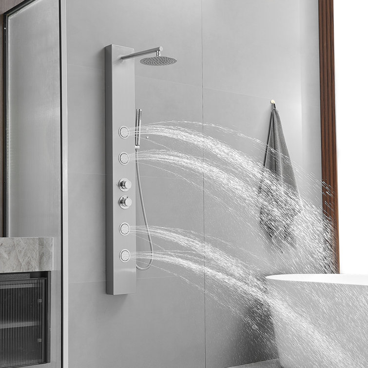 Nickel Chrome Multi-function Shower Panel with Adjustable Head