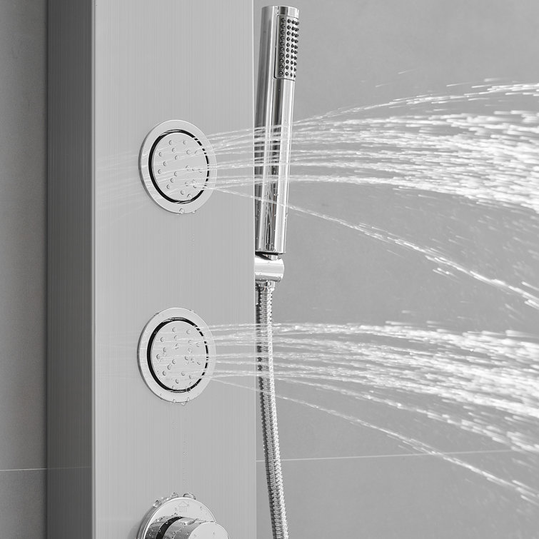 Nickel Chrome Multi-function Shower Panel with Adjustable Head
