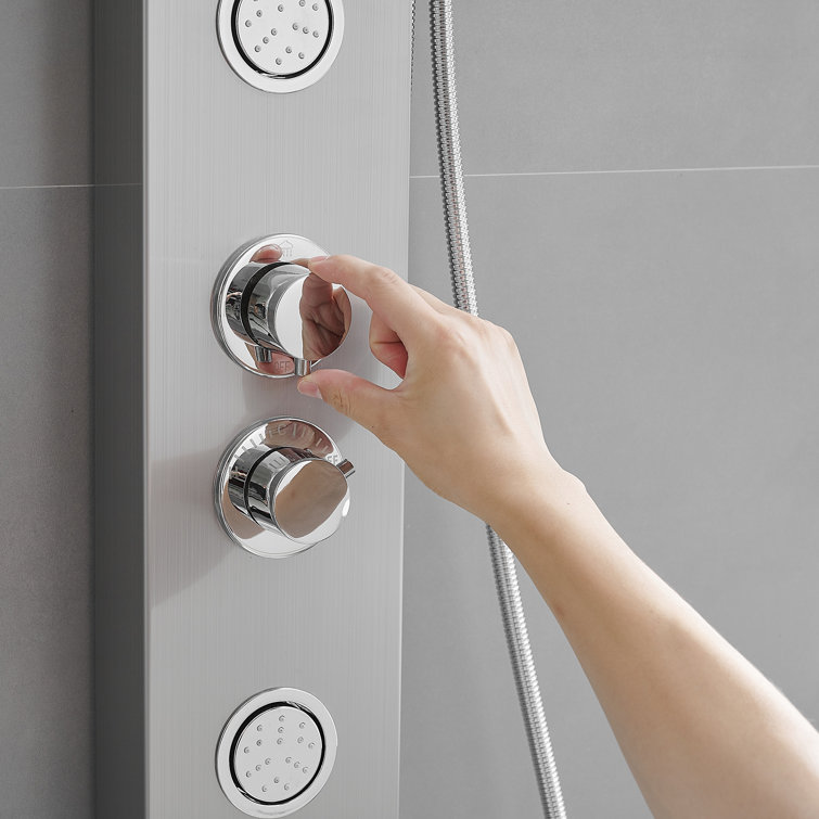 Nickel Chrome Multi-function Shower Panel with Adjustable Head