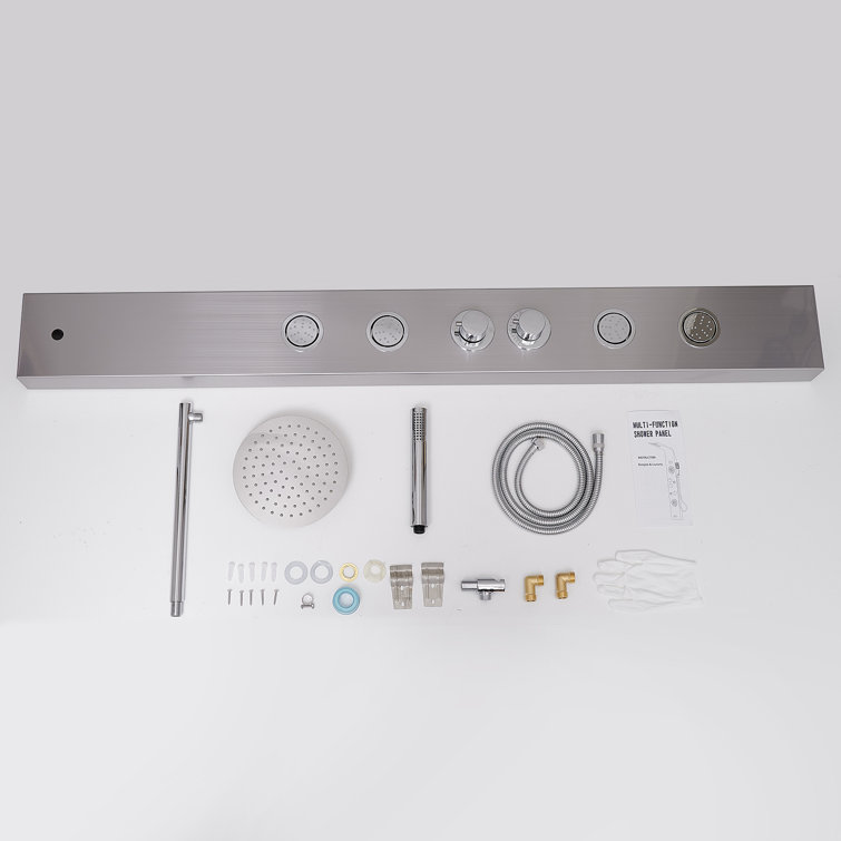 Nickel Chrome Multi-function Shower Panel with Adjustable Head