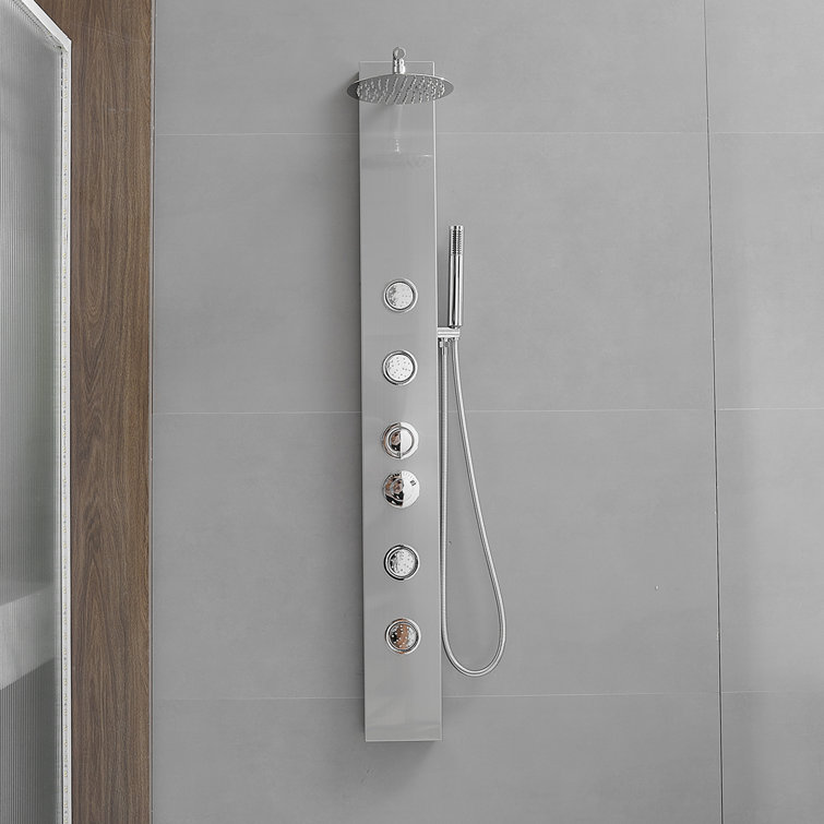 Nickel Chrome Multi-function Shower Panel with Adjustable Head