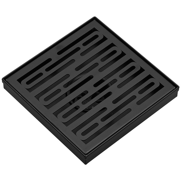 Matte Black Square Stainless Steel Shower Drain with Strainer