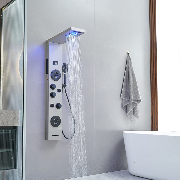 Black Nickel 51.57'' Shower Panel with LED Light and Body Jets