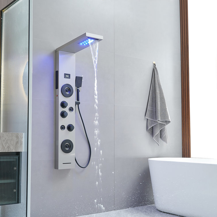 Black Nickel 51.57'' Shower Panel with LED Light and Body Jets