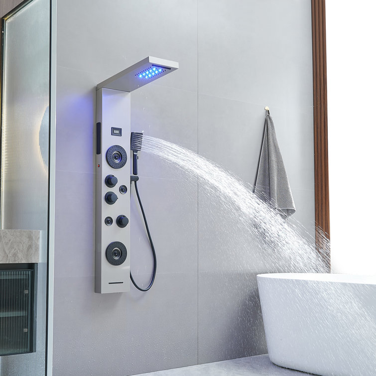 Black Nickel 51.57'' Shower Panel with LED Light and Body Jets