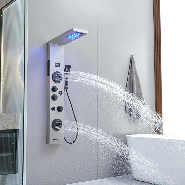 Black Nickel 51.57'' Shower Panel with LED Light and Body Jets