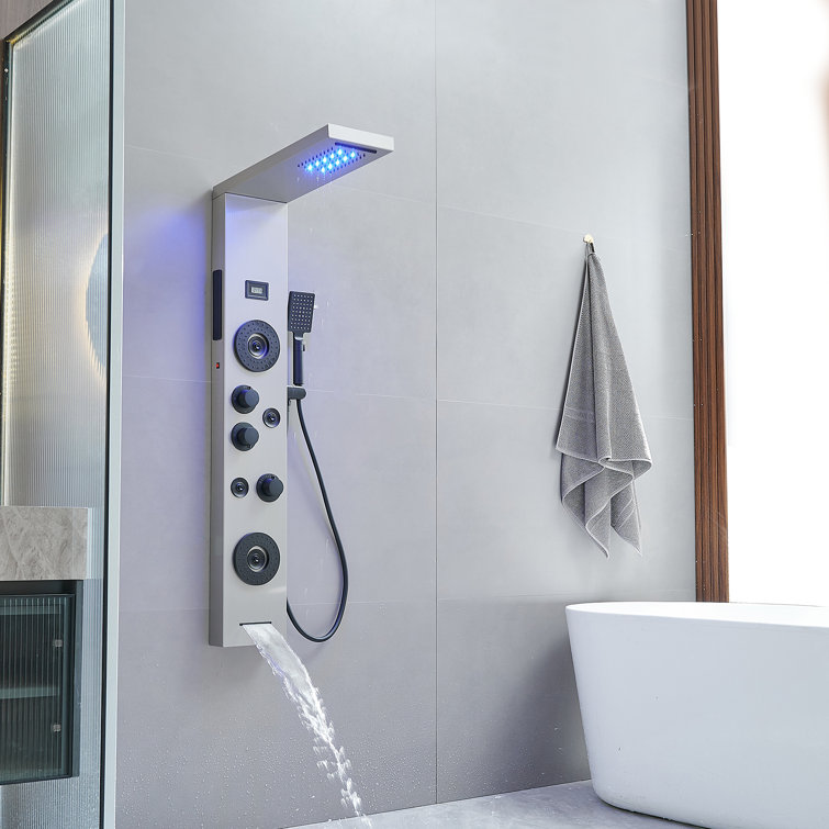 Black Nickel 51.57'' Shower Panel with LED Light and Body Jets
