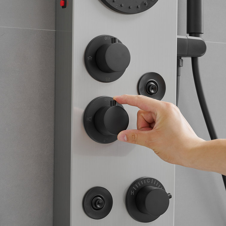 Black Nickel 51.57'' Shower Panel with LED Light and Body Jets