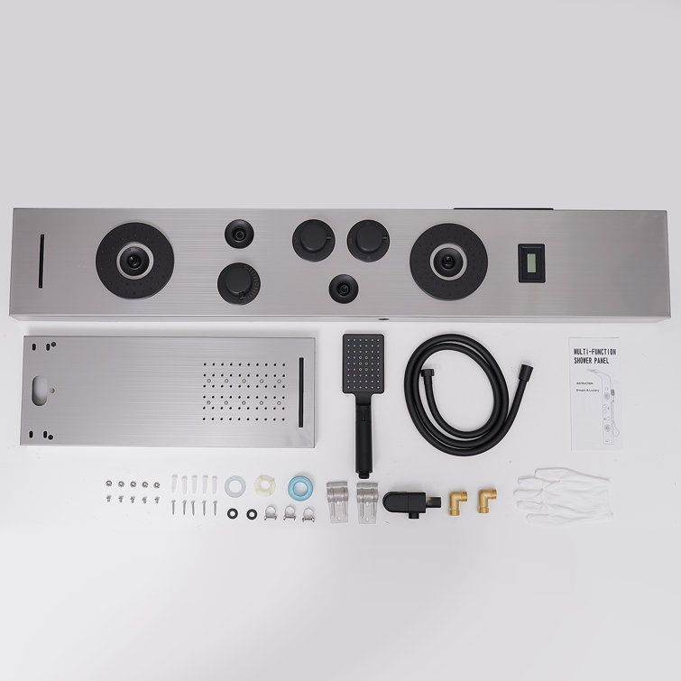 Black Nickel 51.57'' Shower Panel with LED Light and Body Jets