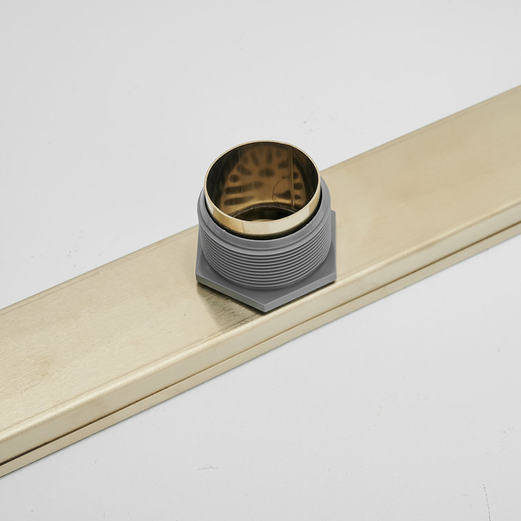 Brushed Gold 24-Inch Stainless Steel Linear Shower Drain with Square Pattern