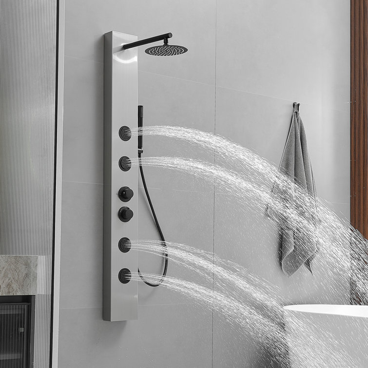 Black Nickel Multi-Function Shower Panel with Body Jets