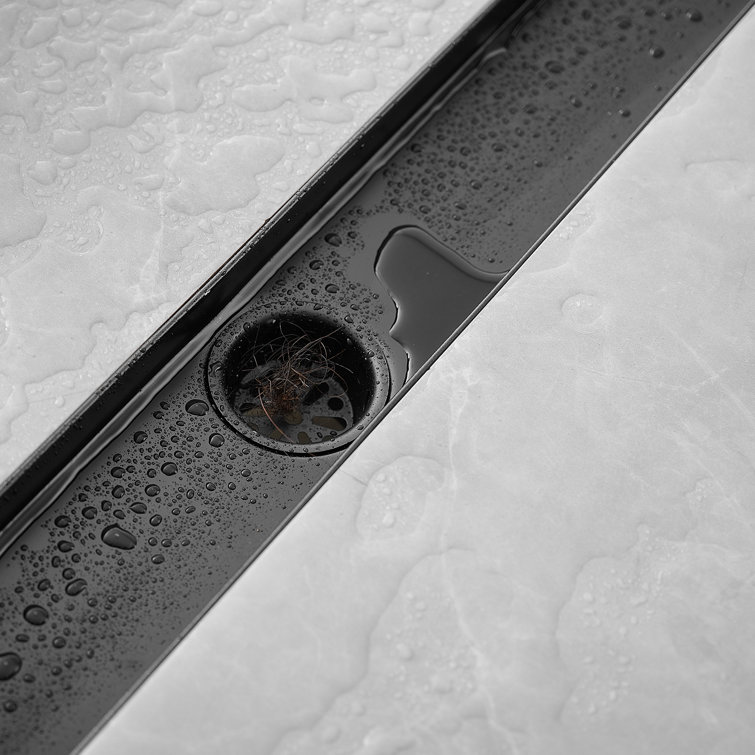 24 Inch Matte Black Stainless Steel Linear Shower Drain with Square Holes