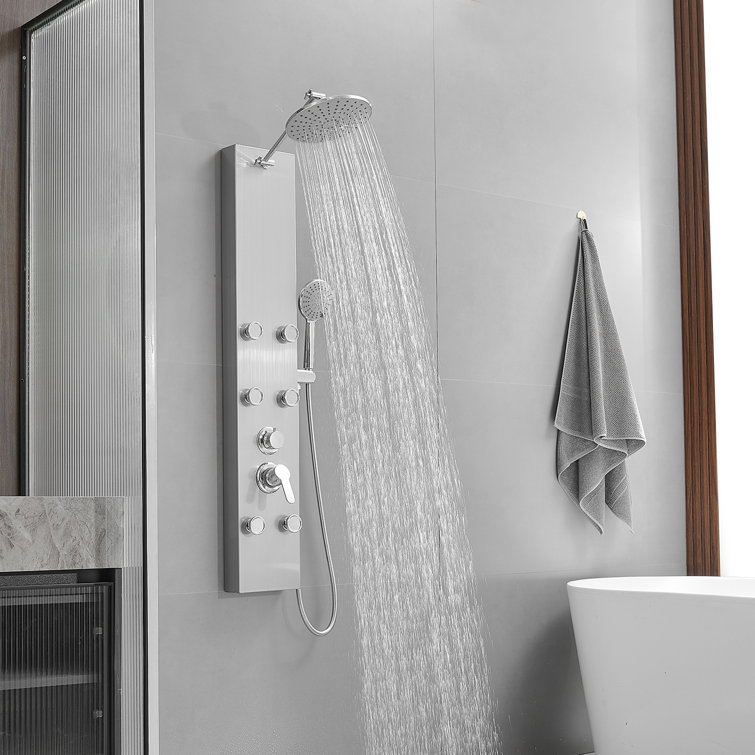 Nickel Chrome 60.55'' Shower Panel with Adjustable Shower Head