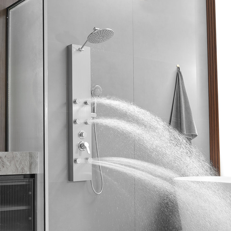 Nickel Chrome 60.55'' Shower Panel with Adjustable Shower Head
