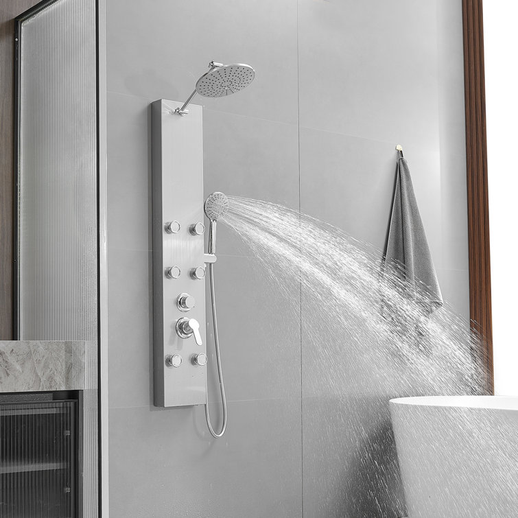 Nickel Chrome 60.55'' Shower Panel with Adjustable Shower Head