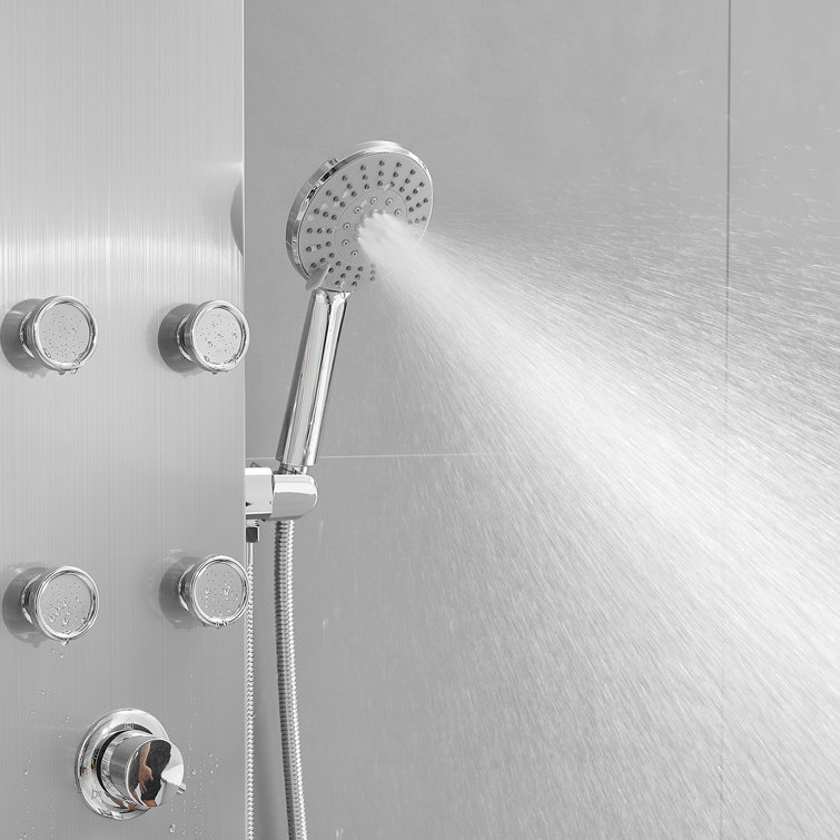 Nickel Chrome 60.55'' Shower Panel with Adjustable Shower Head