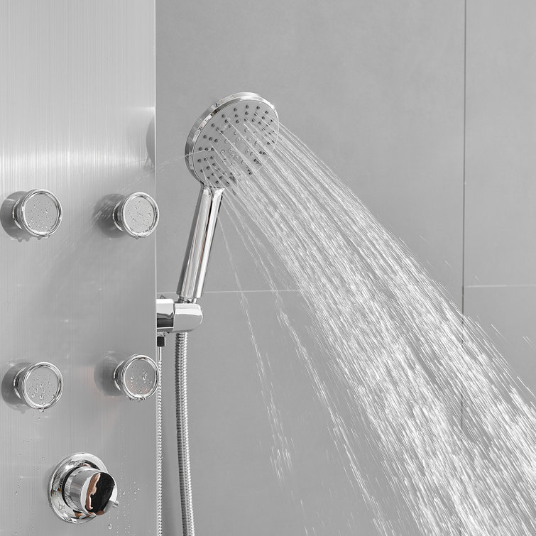 Nickel Chrome 60.55'' Shower Panel with Adjustable Shower Head