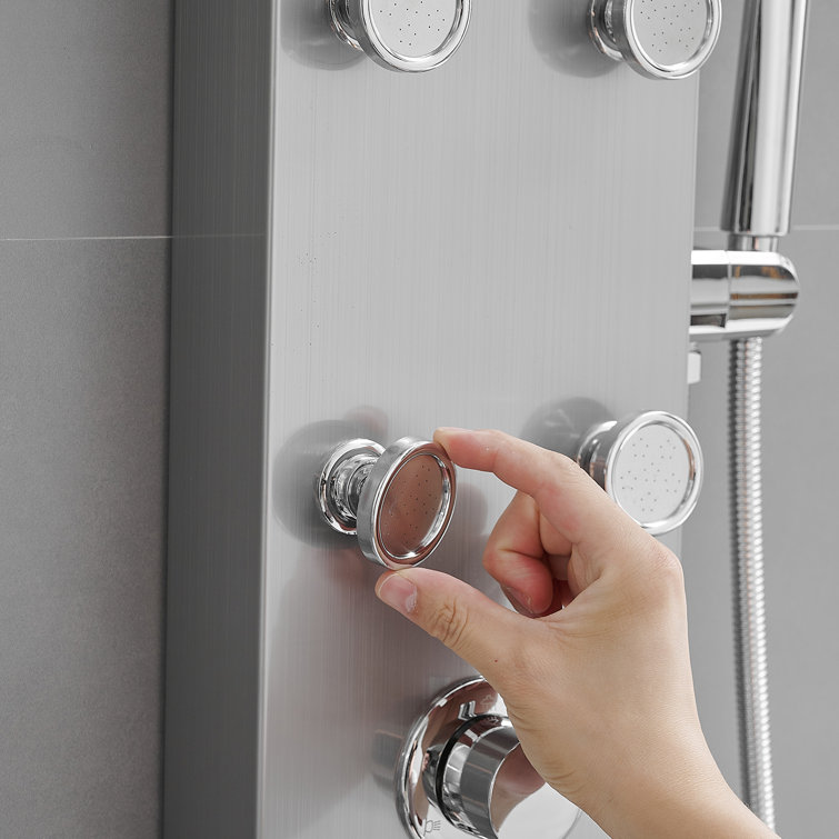 Nickel Chrome 60.55'' Shower Panel with Adjustable Shower Head