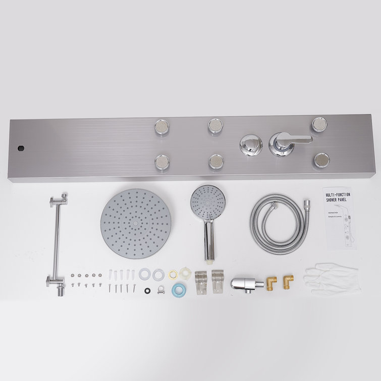 Nickel Chrome 60.55'' Shower Panel with Adjustable Shower Head