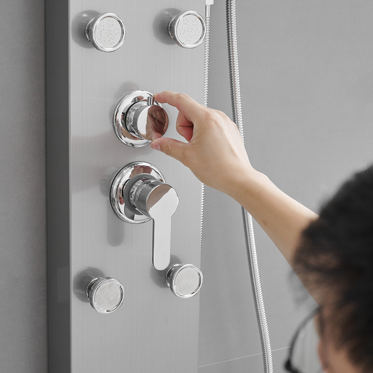 Nickel Chrome 60.55'' Shower Panel with Adjustable Shower Head
