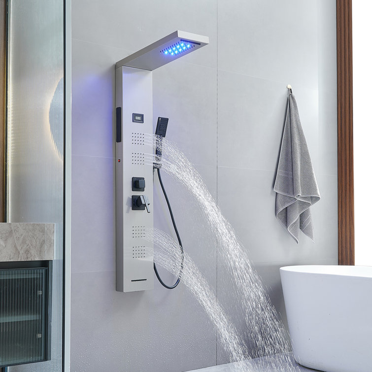 Black Nickel LED Rainfall Shower Panel with Body Jets