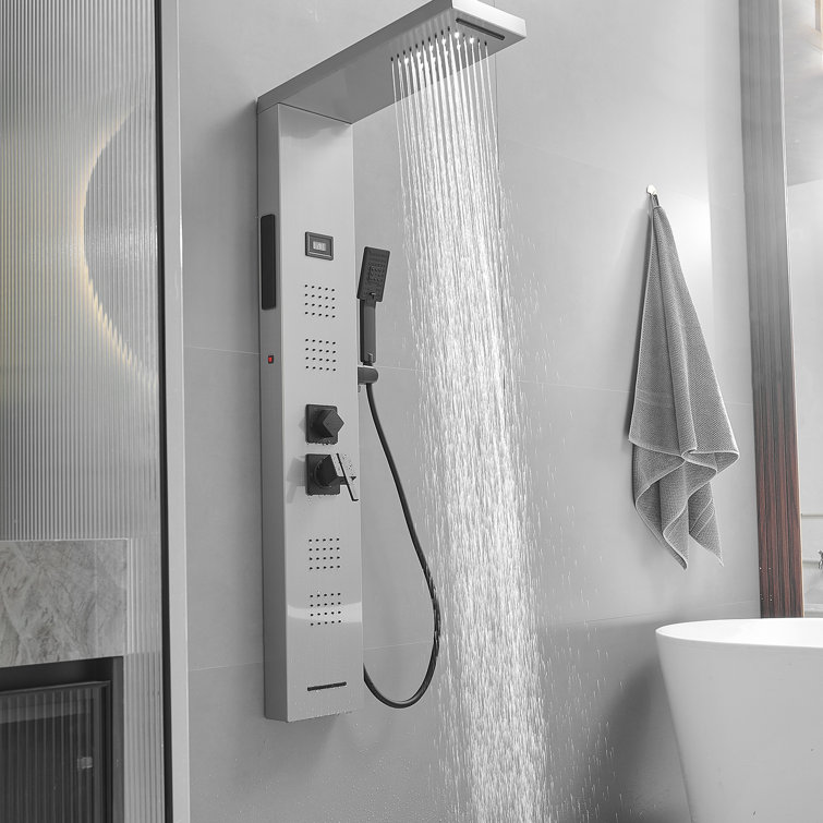 Black Nickel LED Rainfall Shower Panel with Body Jets